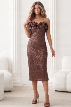 ΦΟΡΕΜΑ MIDI STRAPLESS ΜΕ ΠΑΓΙΕΤΕΣ - ΚΑΦΕ