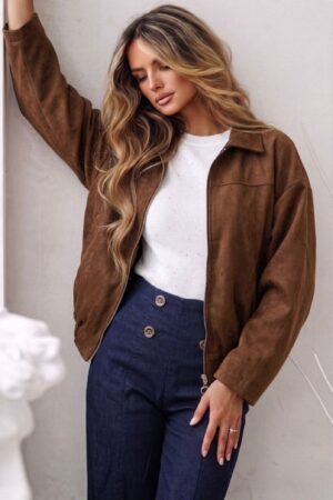 JACKET BOMBER ΣΟΥΕΤ ΜΕ ΦΕΡΜΟΥΑΡ - ΚΑΦΕ