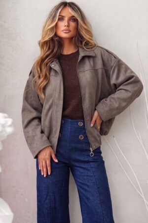 JACKET BOMBER ΣΟΥΕΤ ΜΕ ΦΕΡΜΟΥΑΡ - ΠΟΥΡΟ